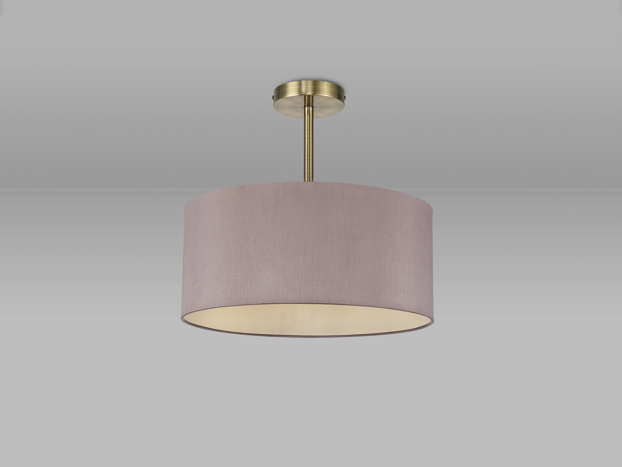 Baymont 40cm Semi Flush 1 Light Antique Brass, Taupe/Halo Gold DK0169  Deco Baymont